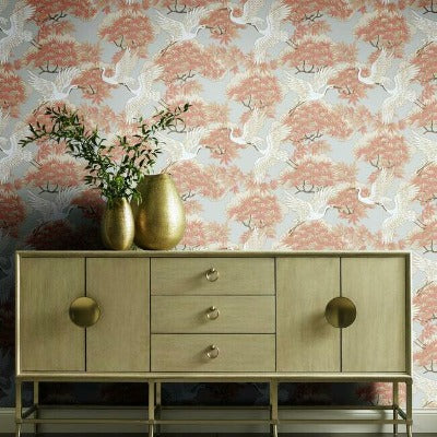 Heron design wallpaper by Ronald Redding Designs at Crane and Home